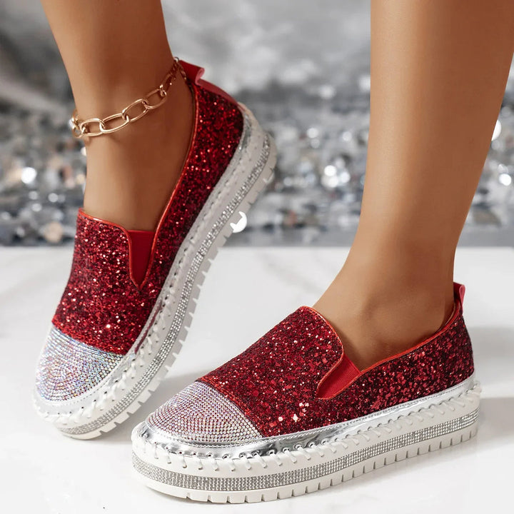 Lizka - Mocassini Con Plateau Glitter e Strass