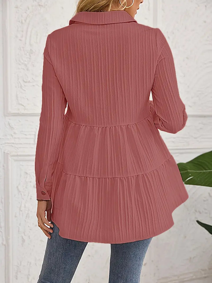 Majlinda - Elegante Camicia a Maniche Lunghe Con Bottoni