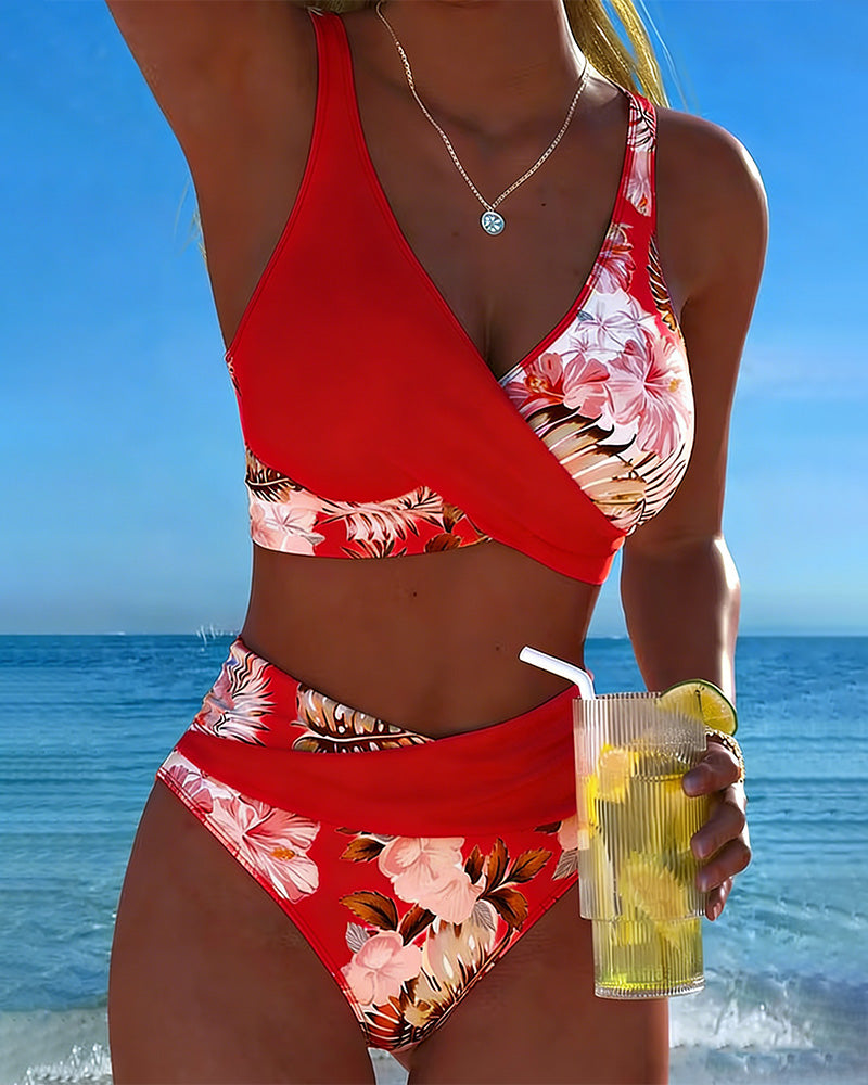 Hinari - Set Bikini Floreale a Vita Alta