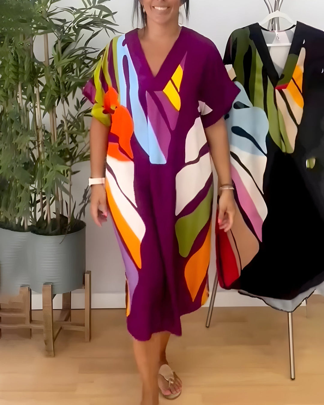 Madeline - Abito Casuale Colorato Con Scollo a V