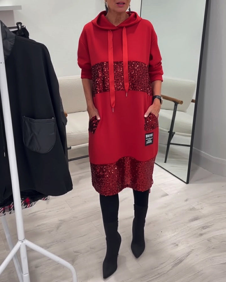 Mansherry - Abito Con Cappuccio Patchwork Alla Moda