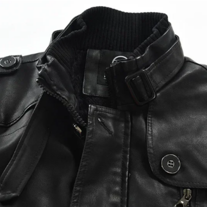 Zacharias - Elegante Giacca da Motociclista Lunga in Pelle