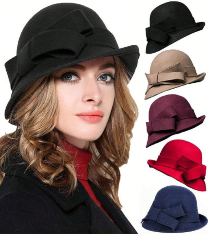 Klaver - Cappello Vintage In Feltro Con Fiocco Laterale