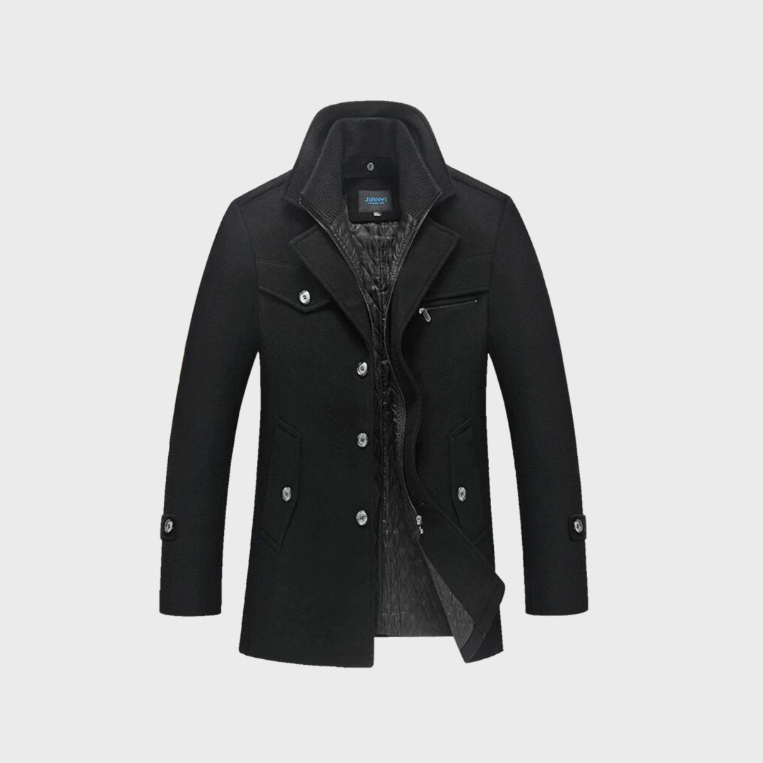 Sabron - Cappotto Trapuntato In Lana Con Zip Frontale