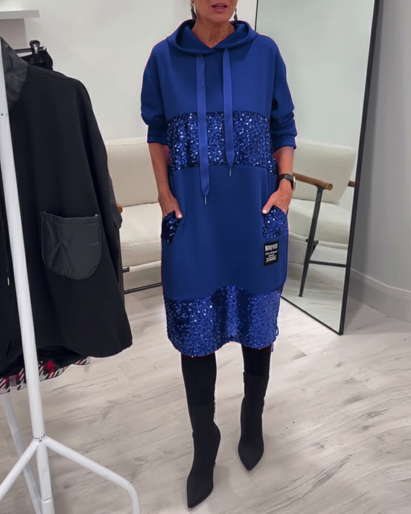 Mansherry - Abito Con Cappuccio Patchwork Alla Moda