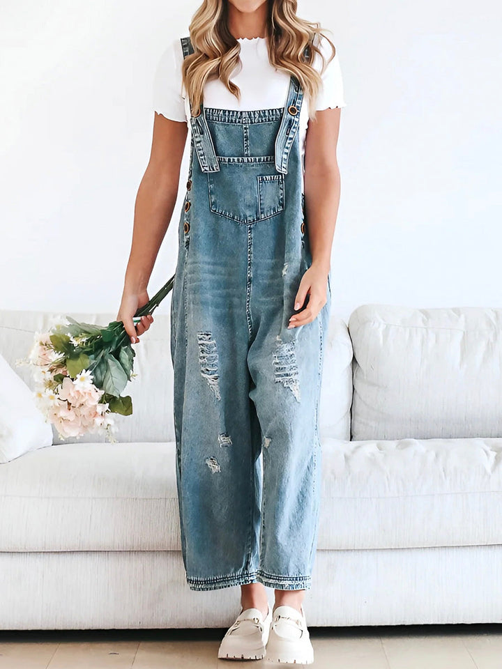 Clarice - Salopette In Denim Distressed Dal Taglio Morbido