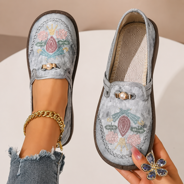 Adeyla - Mocassini Slip-on a Motivi Floreali