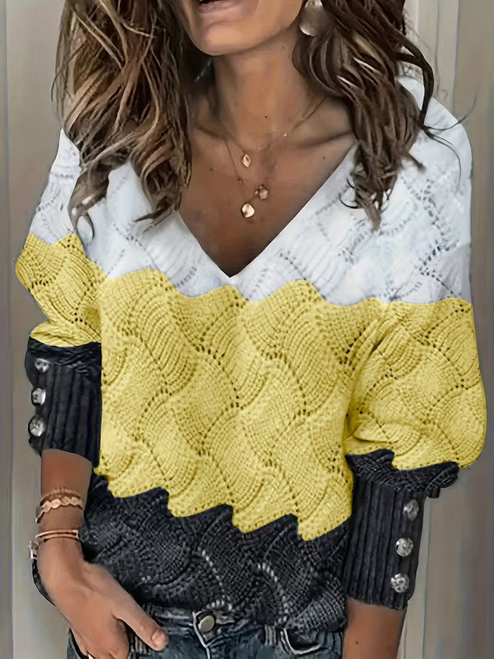 Sinara - Elegante Maglione Con Scollo A V E Maniche Lunghe