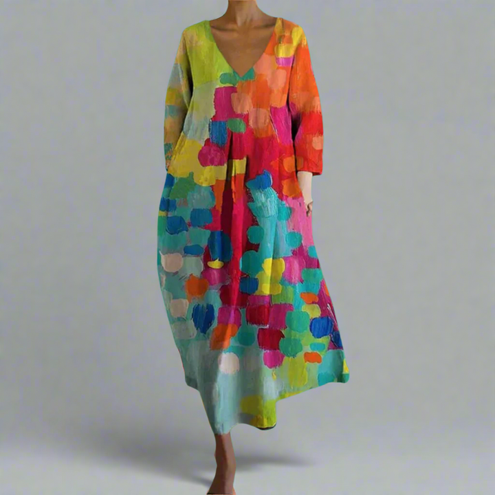 Leticia - Abito Colorato Con Scollo a V