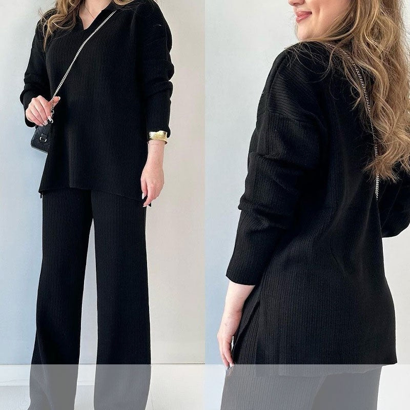 Alyana – Set da salotto a due pezzi in maglia a coste