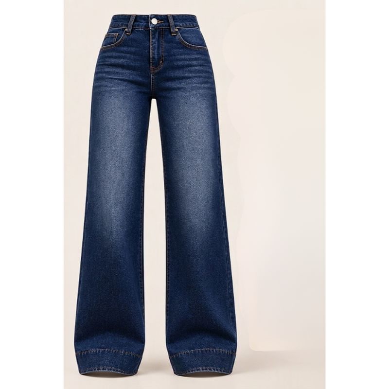 Naryna - Jeans a Gamba Larga e Vita Alta