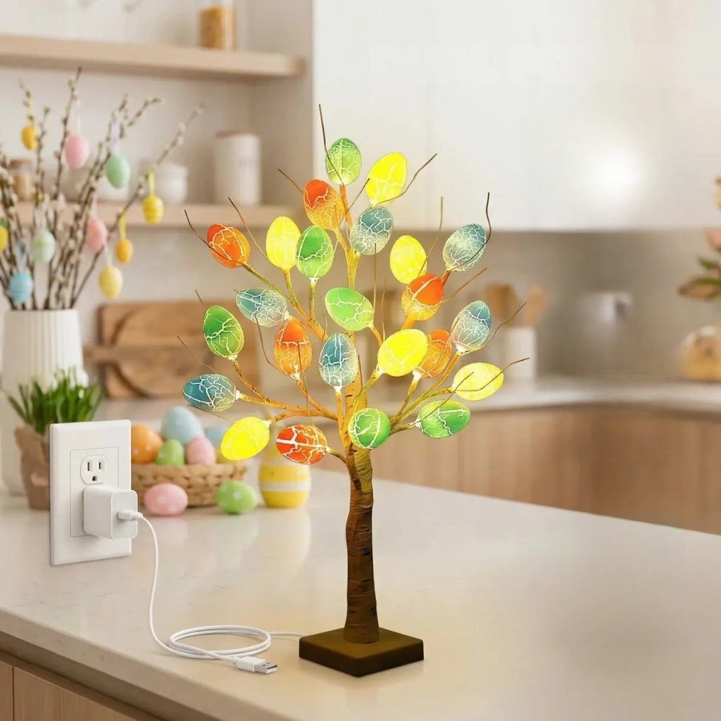 SpringAura - Albero di Pasqua Con luci LED Colorate Per Decorazioni Festive in Casa