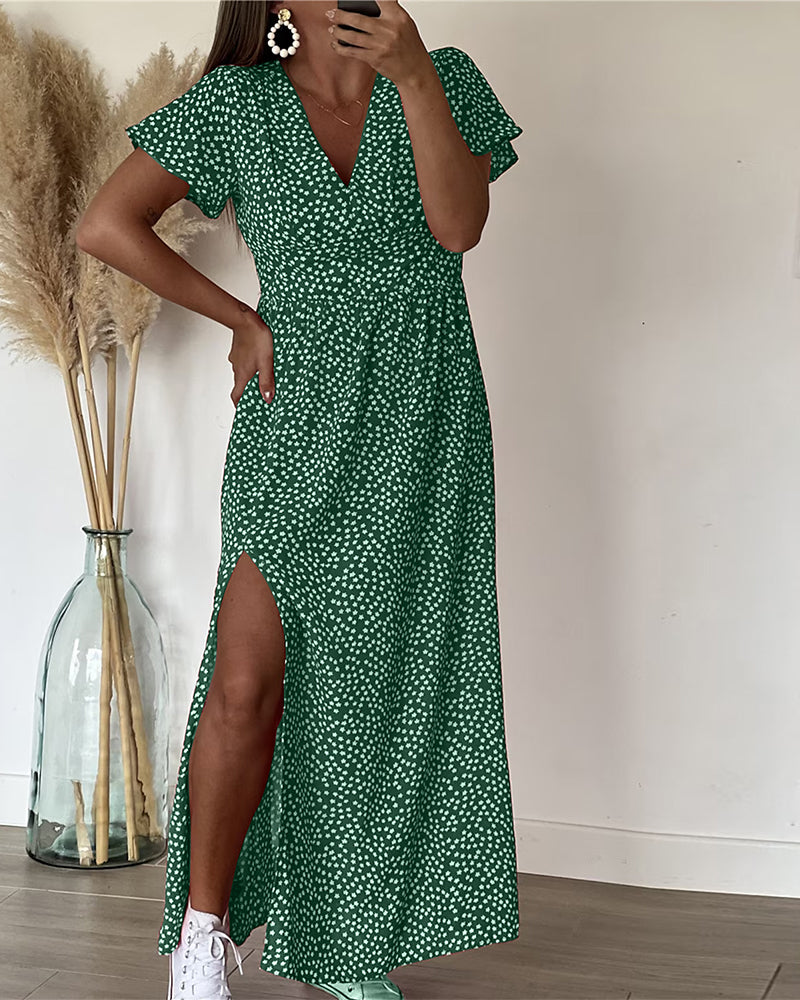 Lucienne - Maxi Abito Stampato Con Scollo a V