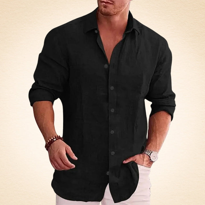Guillermo - Camicia Casual In Lino A Maniche Lunghe