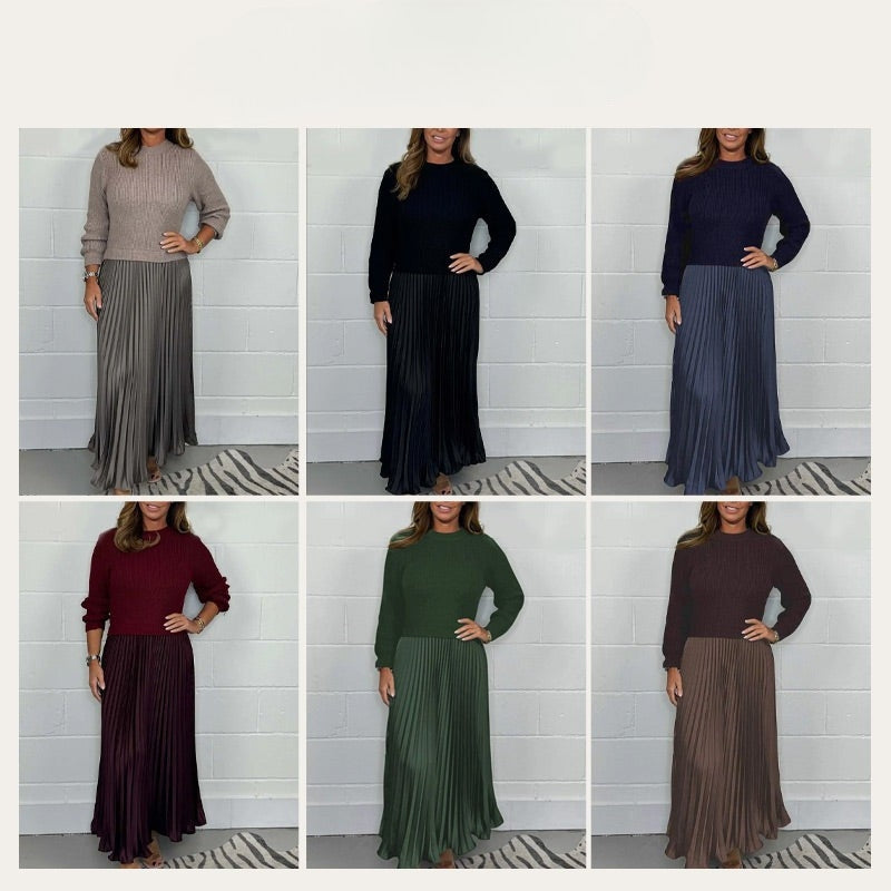 Yennefer - Abiti Eleganti e Alla Moda Con Pieghe e Scollo Rotondo