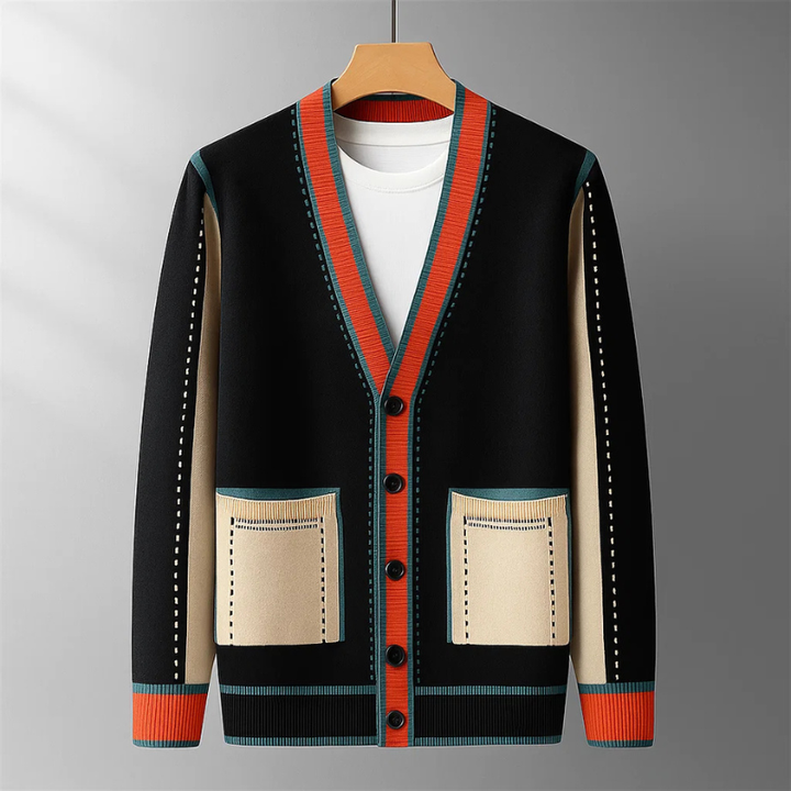 Lajos - Cardigan In Lana Lavorato a Maglia Con Tasche