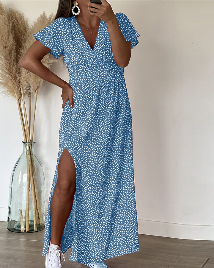 Lucienne - Maxi Abito Stampato Con Scollo a V