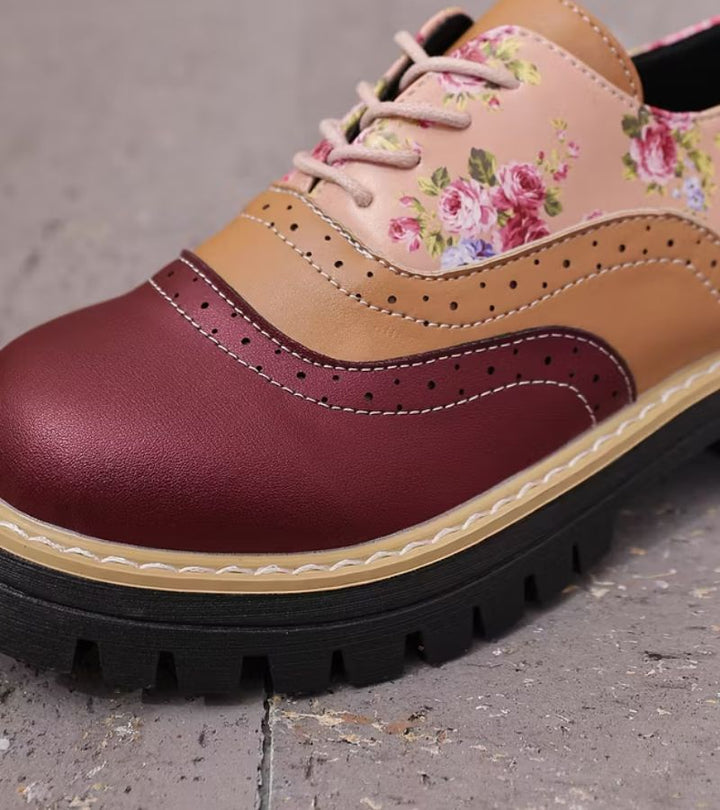 Kiela - Scarpe Oxford a Motivi Floreali Con Suola a Tasselli Spessi