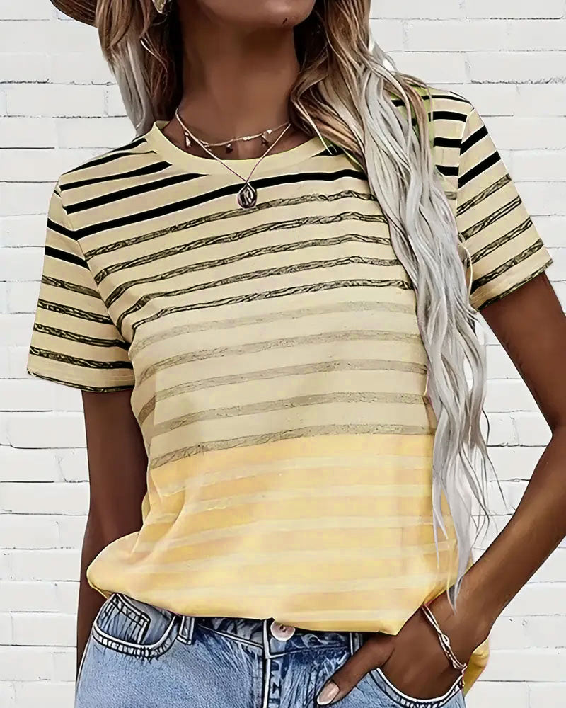 Kellie - T-Shirt A Righe Girocollo E Maniche Corte