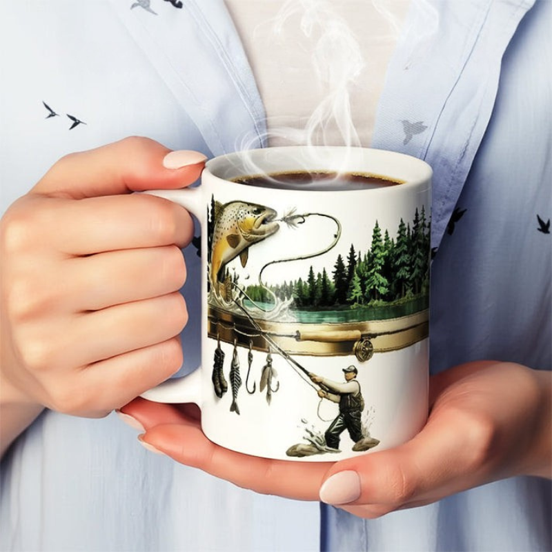 TackleMug - Tazza da Caffè con Motivo a Tema Pesca