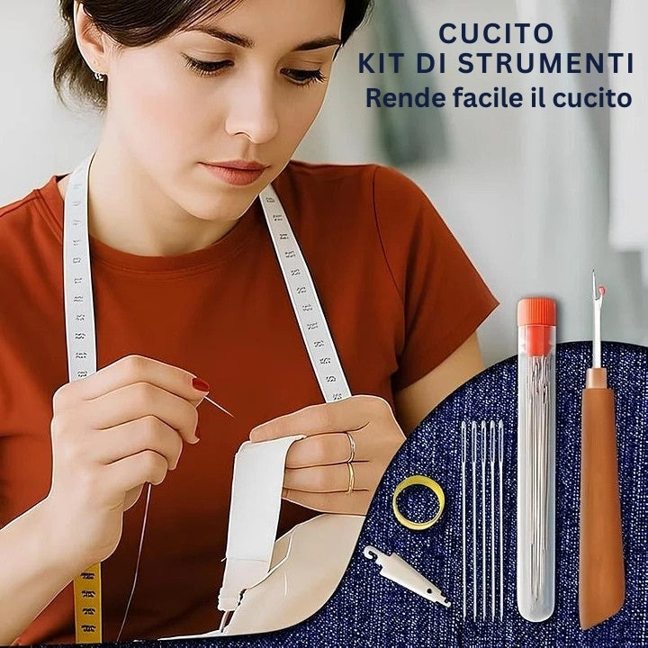 StitchPro - Set Di Aghi Da Cucito In Acciaio Con Cruna Larga