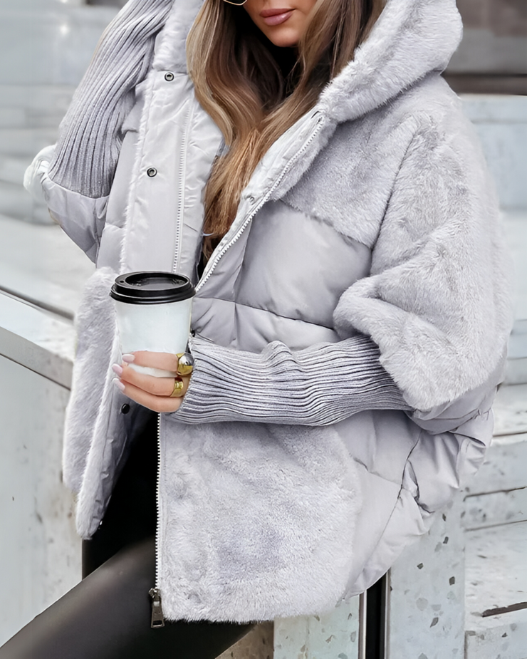 Marieme - Cappotto a Maniche Lunghe Con Pelliccia