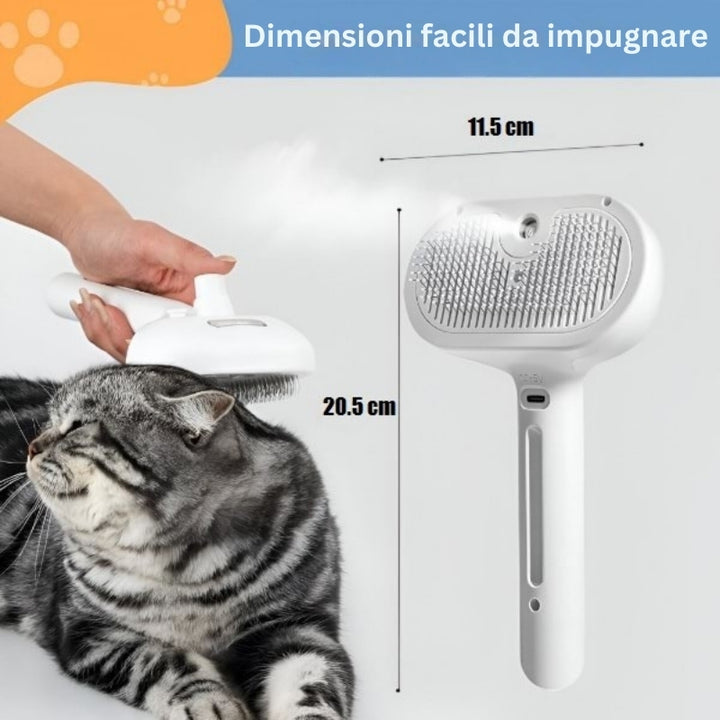 FurEase - Spazzola a Vapore Ricaricabile Per La Toelettatura Degli Animali Domestici