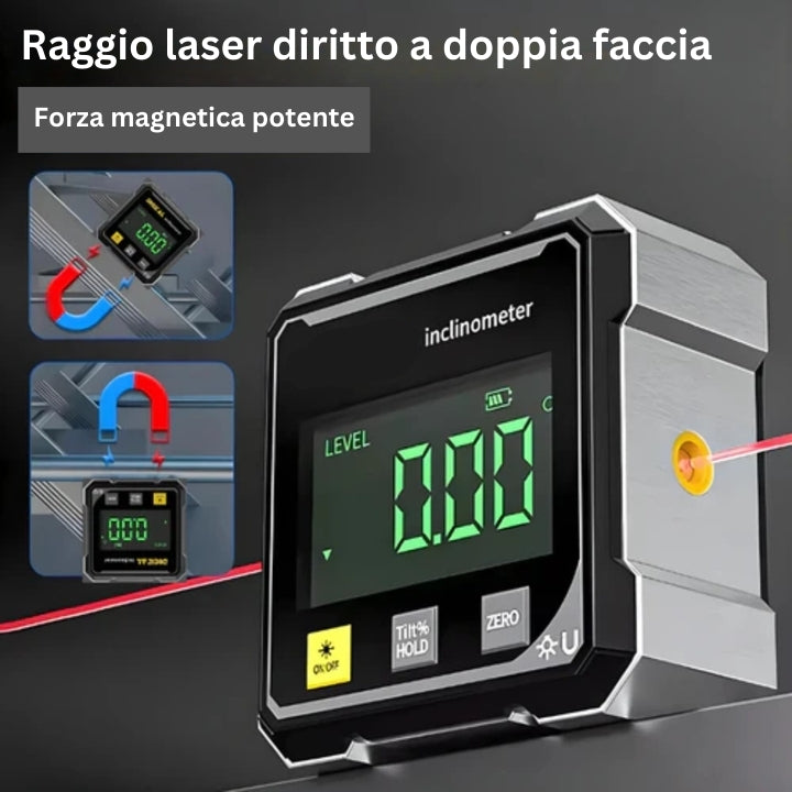 AngleMaster - Inclinometro Digitale Magnetico in Seta Laser