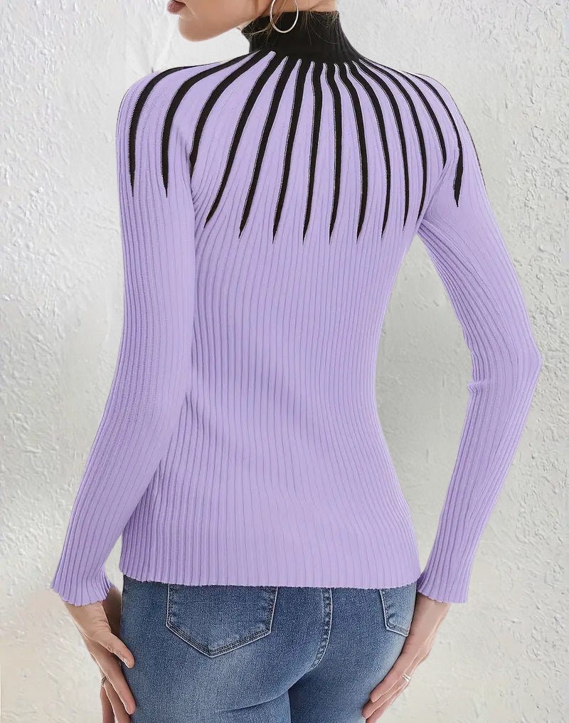 Maider - Elegante Maglione a Maniche Lunghe Con Collo Alto