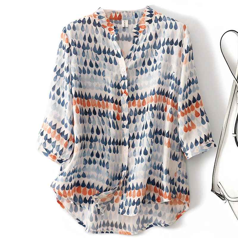 Rusina - Elegante Camicetta in Lino Con Abbottonatura Frontale
