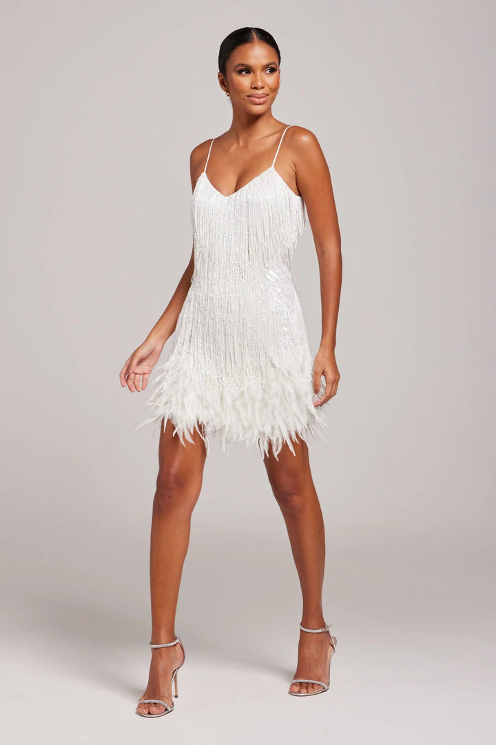 Jemima - Elegante Mini Abito Con Cuciture A Piume