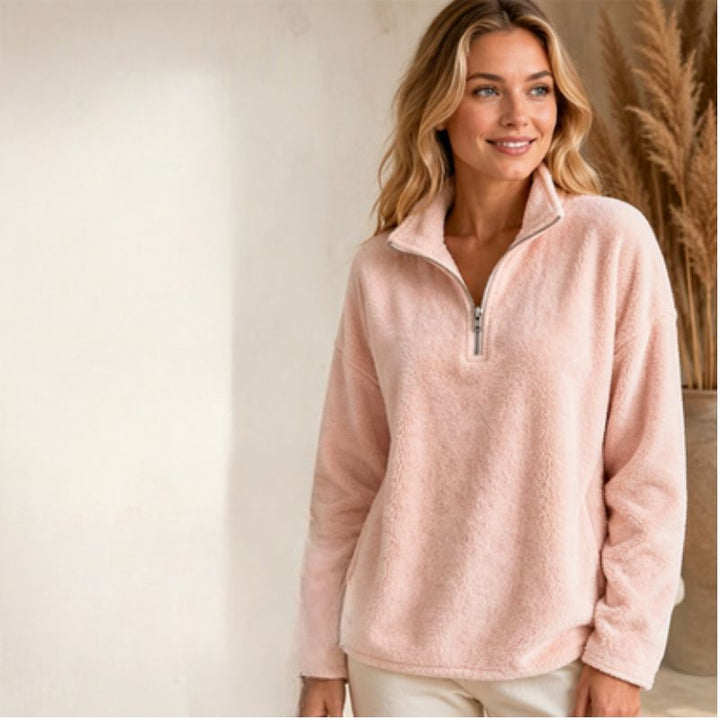 Akino - Maglione in Pile con Mezza zip e Collo