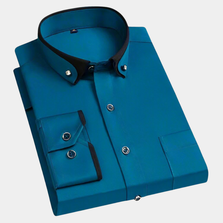 Daarik - Camicia Elegante Con Colletto A Contrasto E Maniche Lunghe