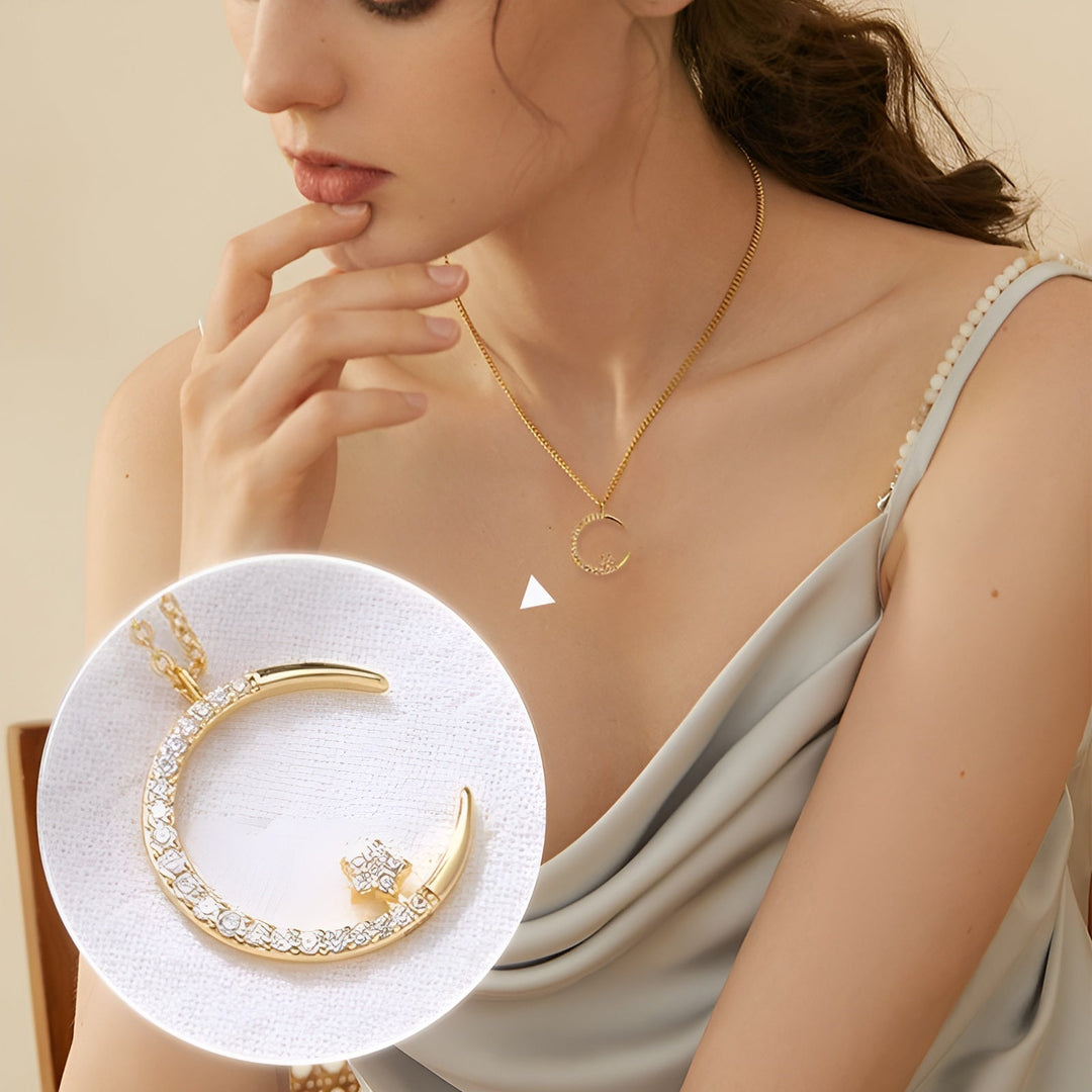 Yalessa - Elegante Collana con Motivo a Forma di Luna