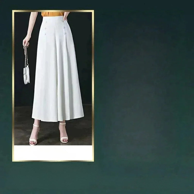 Malou - Elegante Plissettato Gamba Larga Pantalone