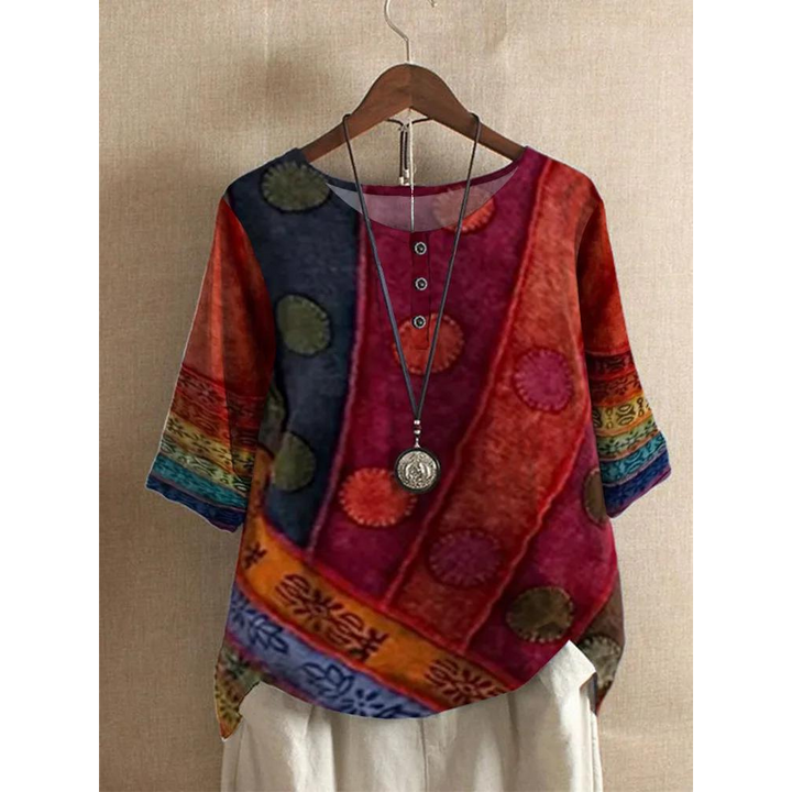 Valarie - Comodo Top Colorato Con Mezze Maniche