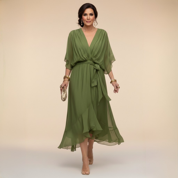 Harshani - Abito in Chiffon Con Scollo a V