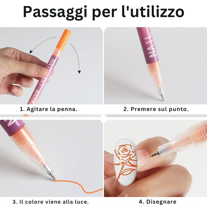 GlamSketch - Set Di Penne Per Nail Art In 12 Colori