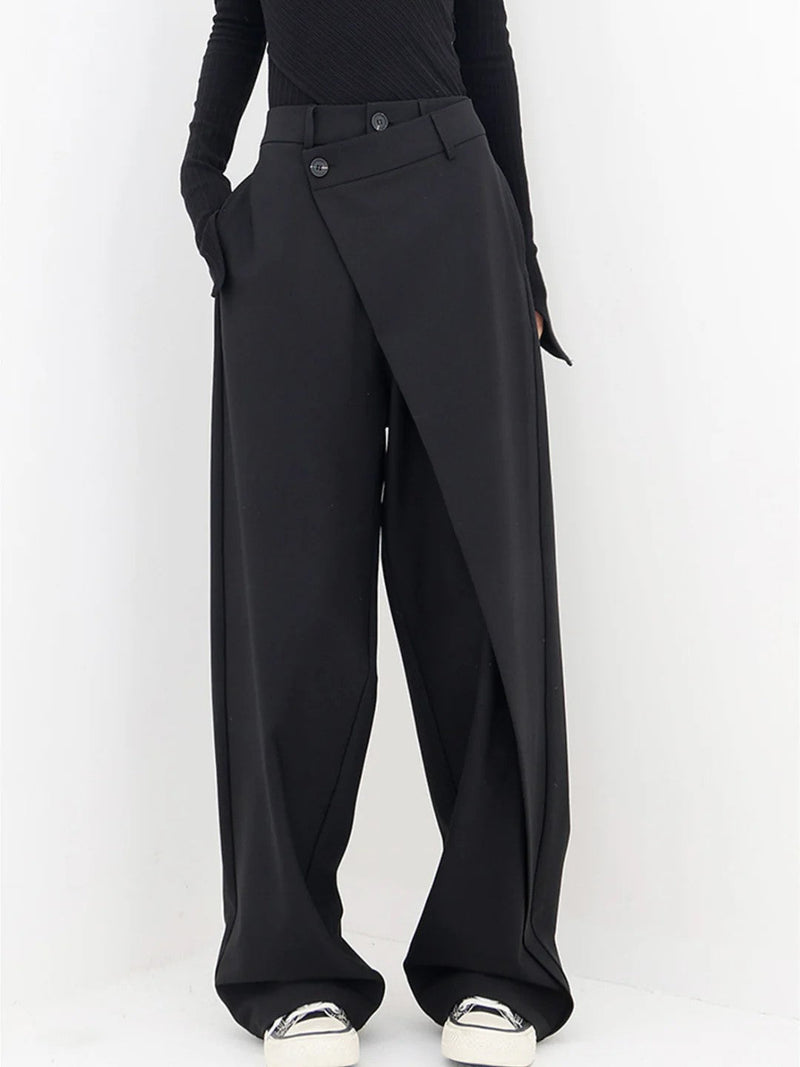 Nela - Pantaloni Sartoriali a Vita Alta Con Fondo Asimmetrico