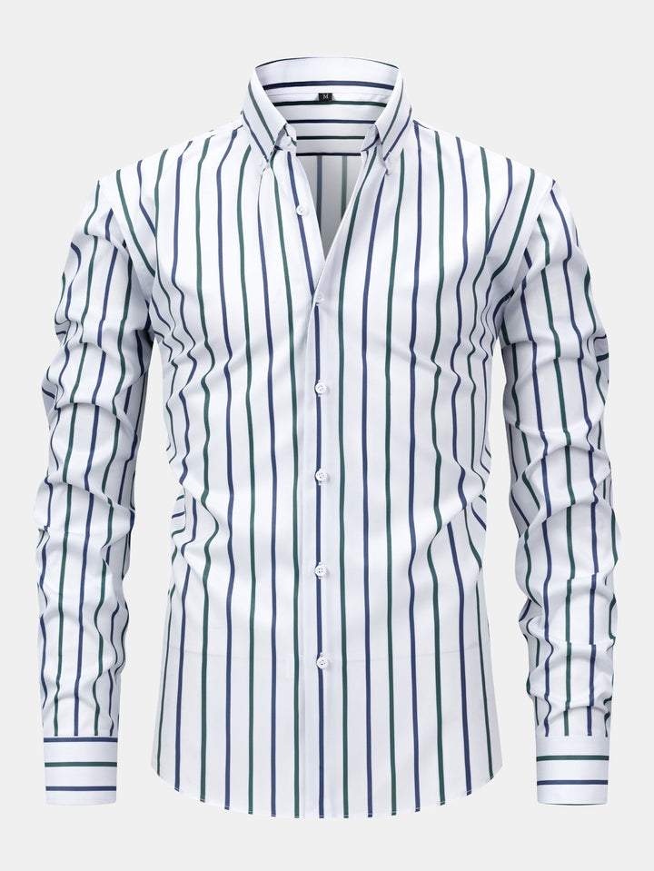Burt - Camicia a Righe a Maniche Lunghe con Bottoni
