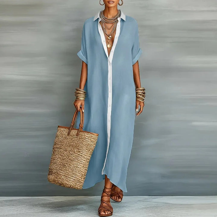 Nerena - Elegante Abito Camicia Con Collo a V Drappeggiato
