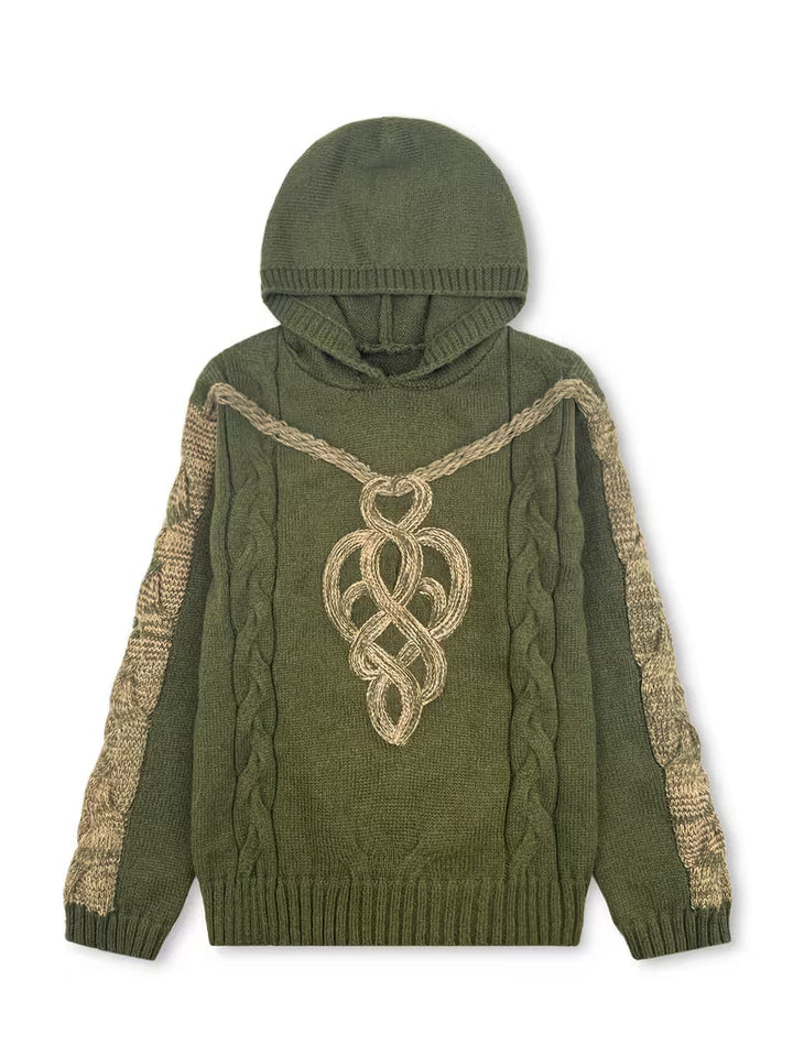 Cypriana - Elegante Maglione Lavorato a Maglia Con Cappuccio