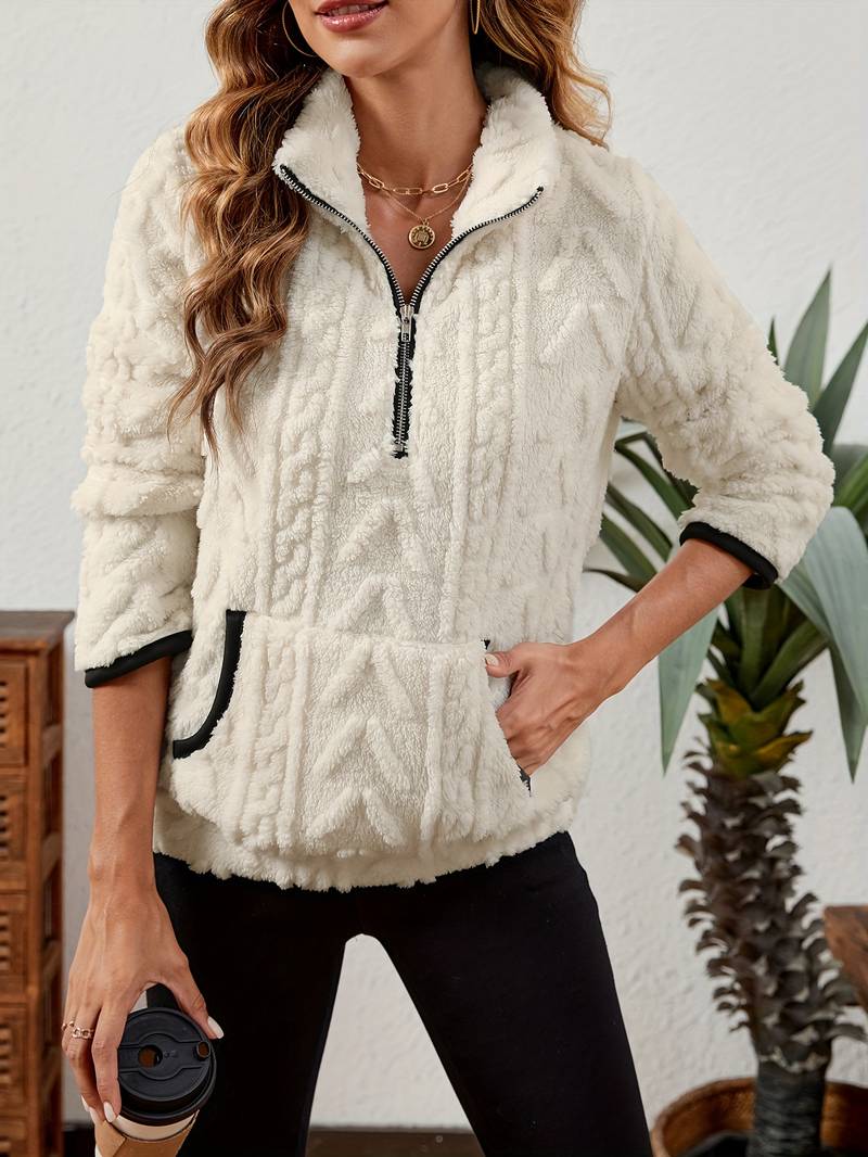 Naama - Maglione Elegante Con Mezza Zip e Tasca