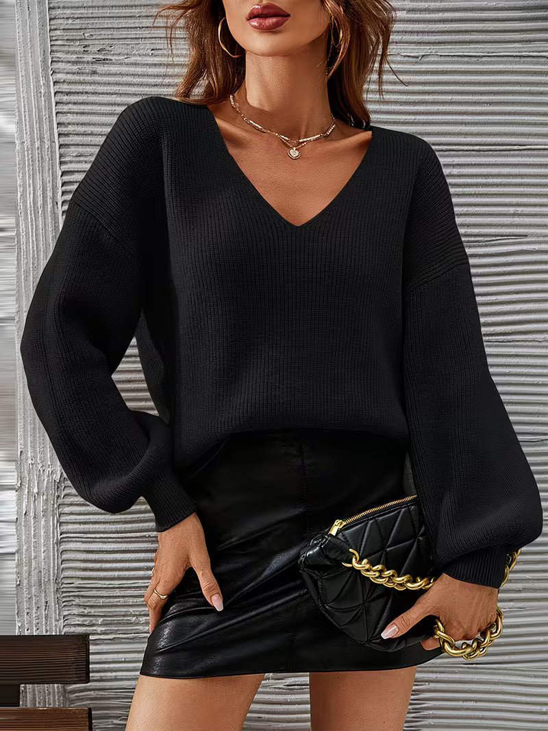 Irmelin - Maglione Con Scollo a V e Spalle Scese