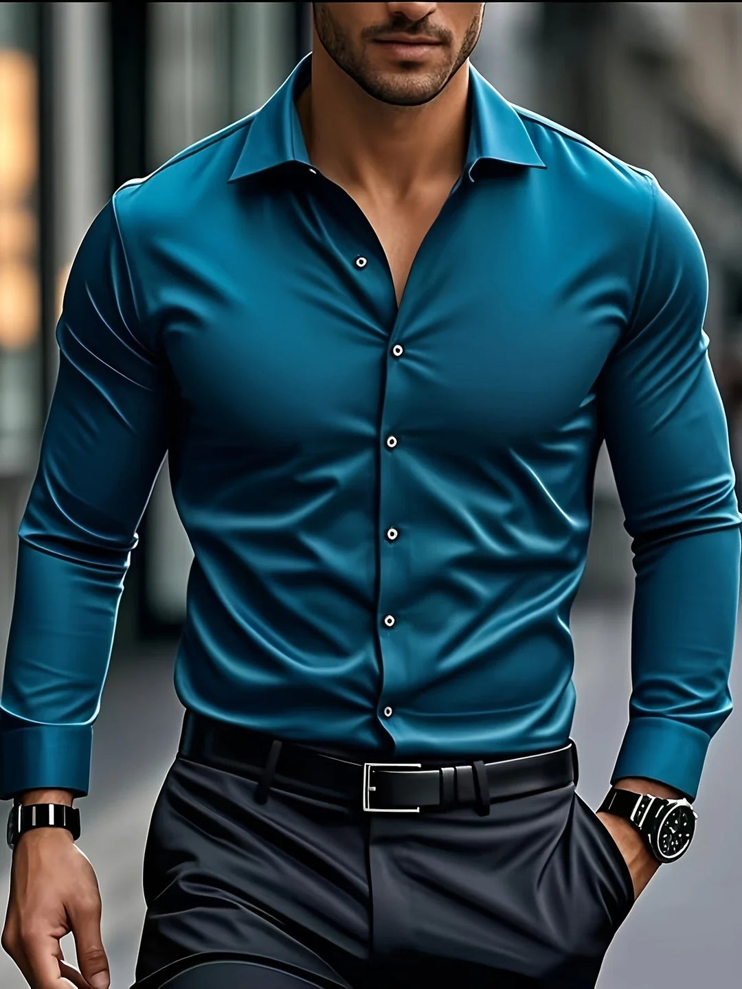 Byron - Elegante Camicia a Maniche Lunghe Con Bottoni