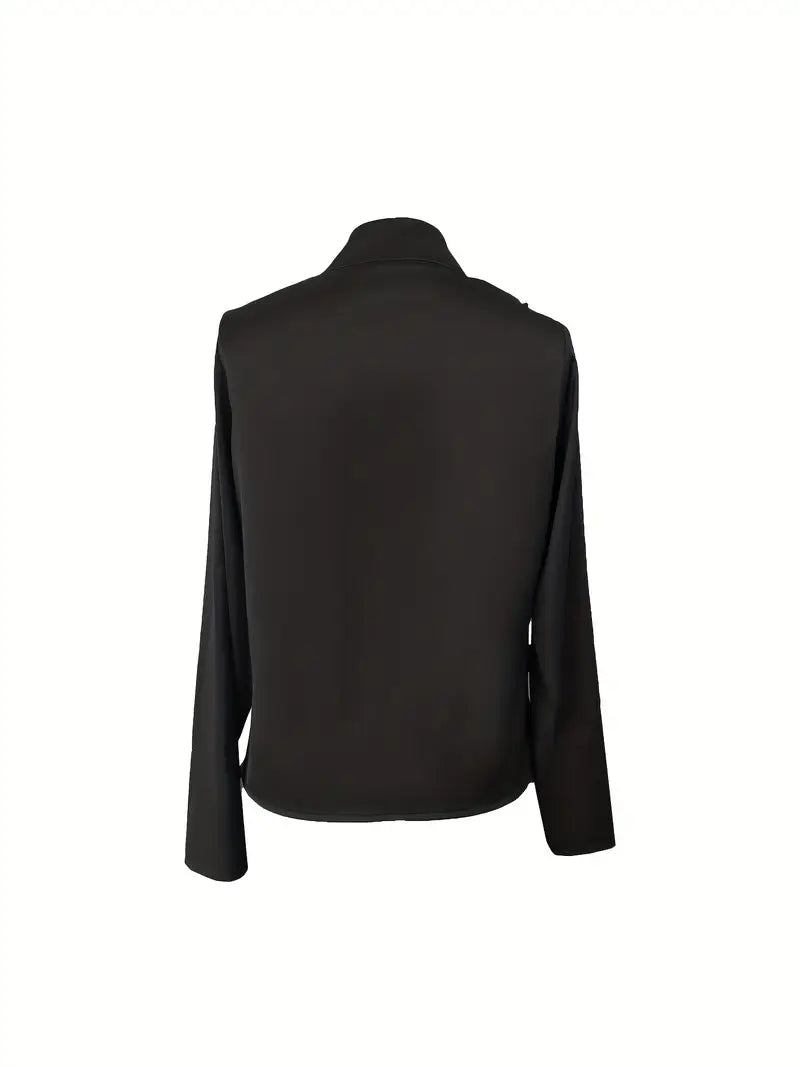 Nalora - Camicetta In Raso Con Scollo a V e Dettagli Arriccati