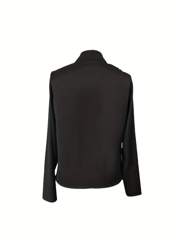 Nalora - Camicetta In Raso Con Scollo a V e Dettagli Arriccati