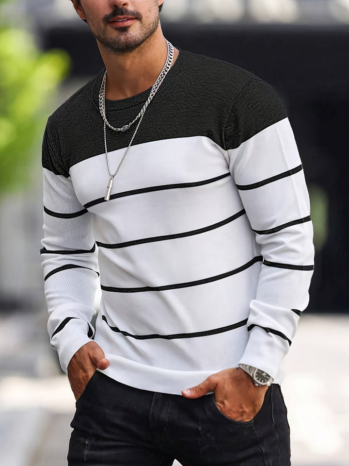 Michiel - Maglione Casual a Righe con Maniche Lunghe