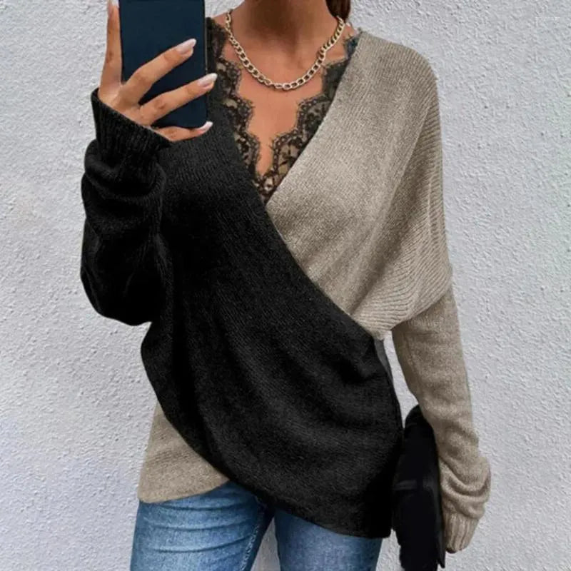 Keira - Maglione Avvolgente a Maniche Lunghe con Scollo a V