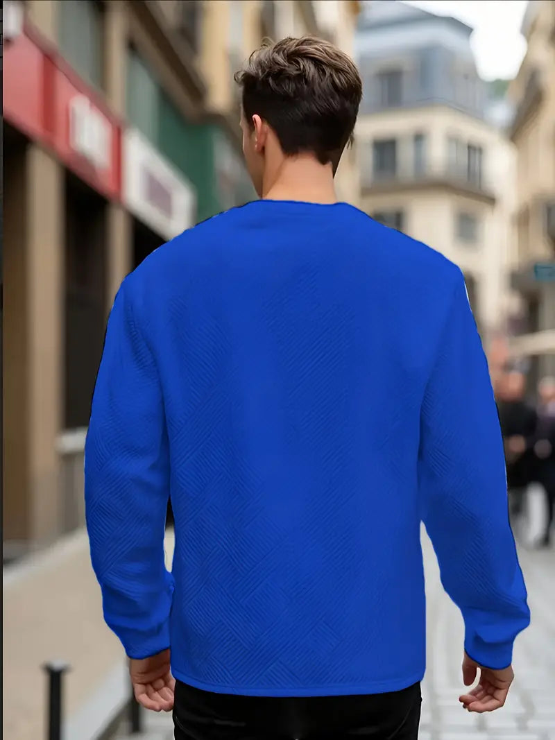 Malinga - Felpa Casual Con Motivo Geometrico e Maniche Lunghe